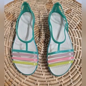 Crocs Isabella Green Rainbow Slip On Flats 9